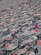 Photo4: 2C01z60  Japanese Kimono Silk  FABRIC Mandarin duck Black 40.6x14.6 (4)