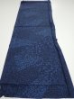 Photo5: 2C01z60  Japanese Kimono Silk  FABRIC Flowers Indigo blue 40.9x14.8 (5)