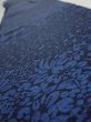 Photo4: 2C08z40  Japanese Kimono Silk  FABRIC Flowers Indigo blue 57.5x7.1 (4)