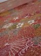 Photo4: 2C01z60  Japanese Kimono Silk  FABRIC Flowers Red-Brown 40.9x14.4 (4)