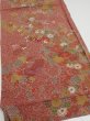 Photo2: 2C02z60  Japanese Kimono Silk  FABRIC Flowers Red-Brown 40.9x14.4 (2)