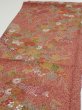 Photo3: 2C02z60  Japanese Kimono Silk  FABRIC Flowers Red-Brown 40.9x14.4 (3)