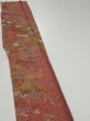 Photo3: 2C07z50  Japanese Kimono Silk  FABRIC Flowers Red-Brown 58.3x7.1 (3)