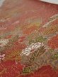 Photo4: 2C07z50  Japanese Kimono Silk  FABRIC Flowers Red-Brown 58.3x7.1 (4)