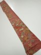 Photo5: 2C07z50  Japanese Kimono Silk  FABRIC Flowers Red-Brown 58.3x7.1 (5)