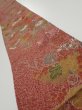 Photo1: 2C08z50  Japanese Kimono Silk  FABRIC Flowers Red-Brown 57.5x7.1 (1)