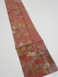 Photo2: 2C09z70  Japanese Kimono Silk  FABRIC Flowers Red-Brown 85.8x7.1 (2)