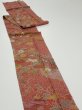 Photo3: 2C09z70  Japanese Kimono Silk  FABRIC Flowers Red-Brown 85.8x7.1 (3)