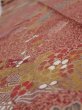 Photo4: 2C09z70  Japanese Kimono Silk  FABRIC Flowers Red-Brown 85.8x7.1 (4)