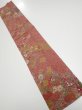 Photo1: 2C10z30  Japanese Kimono Silk  FABRIC Flowers Red-Brown 37.8x7.1 (1)