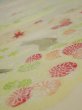 Photo4: 2C01z60  Japanese Kimono Silk  FABRIC Chrysanthemum Light lime 47.2x14.2 (4)