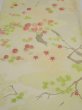 Photo1: 2C02z60  Japanese Kimono Silk  FABRIC Chrysanthemum Light lime 48.0x14.2 (1)