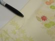 Photo7: 2C05z80  Japanese Kimono Silk  FABRIC Chrysanthemum Light lime 63.0x14.2 (7)