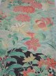 Photo1: 2F04z110  Japanese Kimono Crepe Silk  FABRIC Flowers Mandarin duck 65.4x13.8 (1)