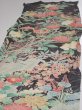 Photo3: 2F04z110  Japanese Kimono Crepe Silk  FABRIC Flowers Mandarin duck 65.4x13.8 (3)