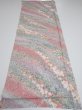 Photo5: 2F01z60  Japanese Kimono Silk  FABRIC Flowers Pink 40.9x15.0 (5)