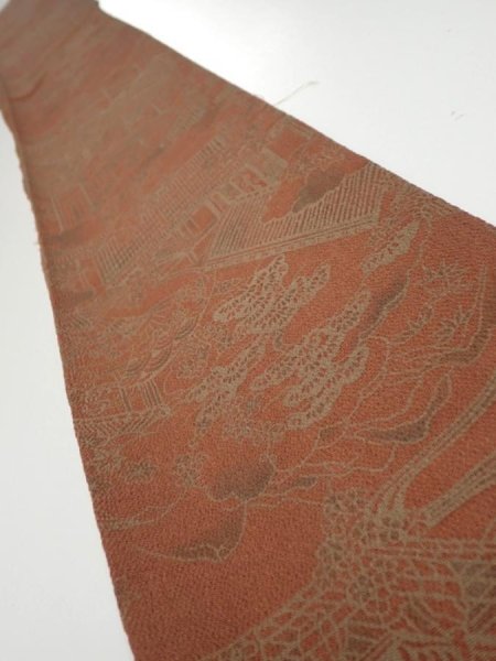 Photo1: 2F07z50  Japanese Kimono Crepe Silk  FABRIC Japanese imperial court   57.5x7.3 (1)