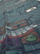 Photo4: 2F10z30  Japanese Kimono Silk  FABRIC Edo era town   40.2x7.1 (4)