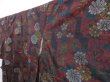 Photo2: 4803T03z890 Vintage Japanese Kimono Silk TSUMUGI Flowers Black (2)