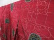 Photo2: 4803T04z800 Vintage Japanese Kimono Silk TSUMUGI Flower Dark red (2)