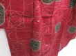 Photo3: 4803T04z800 Vintage Japanese Kimono Silk TSUMUGI Flower Dark red (3)