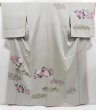 Photo1: 4803T09z990  Japanese Kimono Silk TSUKESAGE Camellia Gray (1)