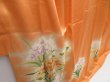 Photo3: 4804T07z980  Japanese Kimono Silk TSUKESAGE Flower Dark orange (3)