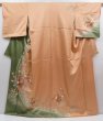 Photo2: 4804T08z910  Japanese Kimono Silk TSUKESAGE Royal cart Cream-Orange (2)