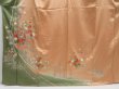 Photo5: 4804T08z910  Japanese Kimono Silk TSUKESAGE Royal cart Cream-Orange (5)