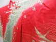 Photo2: 4805T07z960 Vintage Japanese Kimono Silk Girl's  Flying crane Red (2)