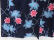 Photo4: 4805T08z450 Vintage Japanese Kimono Cotton YUKATA Flower Dark navy (4)