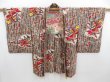 Photo6: 4805T10z440 Vintage Japanese Kimono Silk MEISEN HAORI Flower Brown (6)