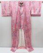 Photo8: 4805T14z950  Japanese Kimono Silk KOMON Flowers Dull pink (8)