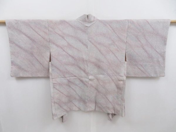 Photo1: 4806T07z520 Vintage Japanese Kimono Silk SHIBORI HAORI  Light blue (1)