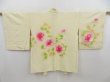 Photo1: 4809T02z610 Vintage Japanese Kimono Silk SHIBORI HAORI Peony Light lime (1)