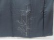 Photo7: 4809T09z890  Japanese Kimono Silk TSUKESAGE Trees Navy-Gray (7)