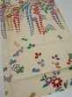 Photo2: 2A01z70  Japanese Kimono Silk  FABRIC Flowers Off-white 47.2x14.6 (2)