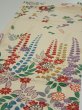 Photo3: 2A01z70  Japanese Kimono Silk  FABRIC Flowers Off-white 47.2x14.6 (3)