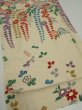 Photo2: 2A02z60  Japanese Kimono Silk  FABRIC Flowers Off-white 47.2x14.8 (2)