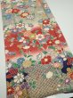 Photo3: 2A04z90  Japanese Kimono Silk  FABRIC Flowers Off-white 68.5x14.8 (3)