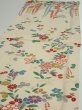 Photo4: 2A04z90  Japanese Kimono Silk  FABRIC Flowers Off-white 68.5x14.8 (4)