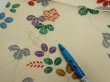 Photo6: 2A04z90  Japanese Kimono Silk  FABRIC Flowers Off-white 68.5x14.8 (6)