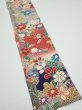 Photo2: 2A07z50  Japanese Kimono Silk  FABRIC Flowers Off-white 62.2x7.3 (2)