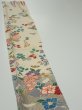 Photo3: 2A07z50  Japanese Kimono Silk  FABRIC Flowers Off-white 62.2x7.3 (3)