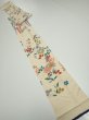 Photo1: 2A09z60  Japanese Kimono Silk  FABRIC Flowers Off-white 83.5x7.3 (1)