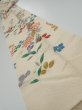 Photo2: 2A09z60  Japanese Kimono Silk  FABRIC Flowers Off-white 83.5x7.3 (2)