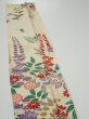 Photo3: 2A10z30  Japanese Kimono Silk  FABRIC Flowers Off-white 39.4x7.3 (3)