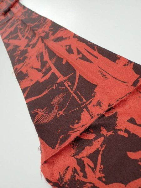 Photo1: 2B09z60  Japanese Kimono Silk  FABRIC Bamboo Dark orange 83.5x7.1 (1)