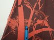 Photo7: 2B10z30  Japanese Kimono Silk  FABRIC Bamboo Dark orange 32.3x7.1 (7)