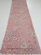 Photo5: 2B02z70  Japanese Kimono Crepe Silk  FABRIC Flowers Pink 48.0x14.6 (5)